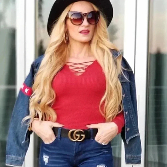 NAOMI Lace Front Ribbed Top - Picture 3 of 5